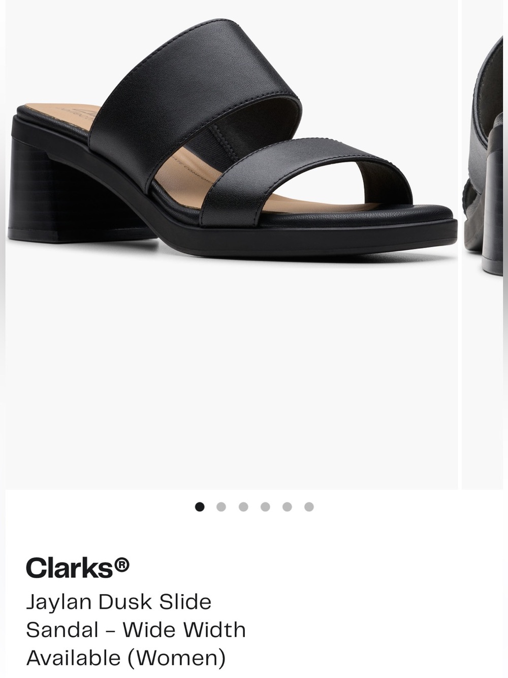 Clarks Black Jaylan Dusk Wide-Width Slide Sandal